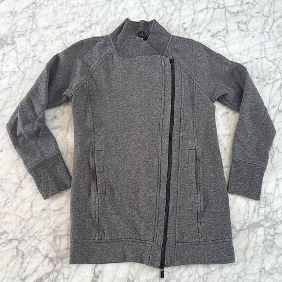 Lululemon Back To It Wrap Heathered Gray Sweater Jacket Sz 2 - Picture 1 of 8